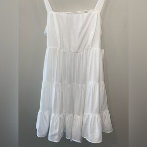 Altar'd State White Tiered Open Back Sleeveless Mini Dress Square Neck Size L